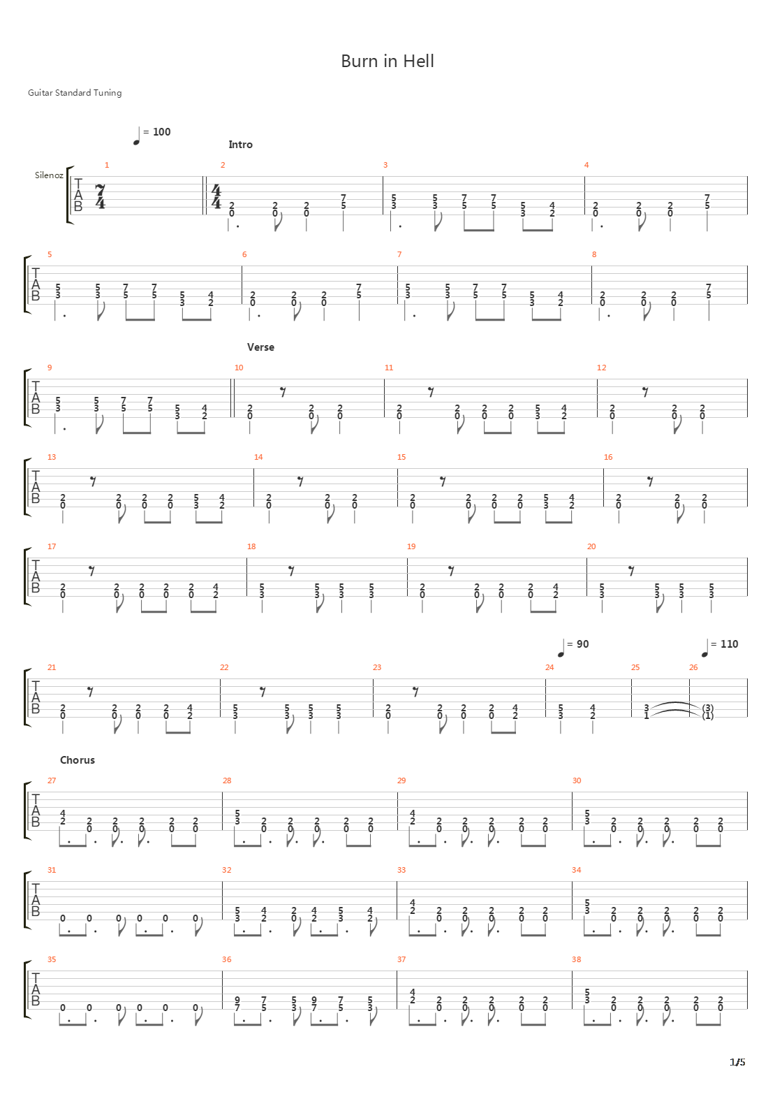 Burn In Hell吉他谱