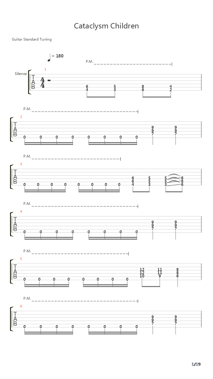 Cataclysm Children吉他谱