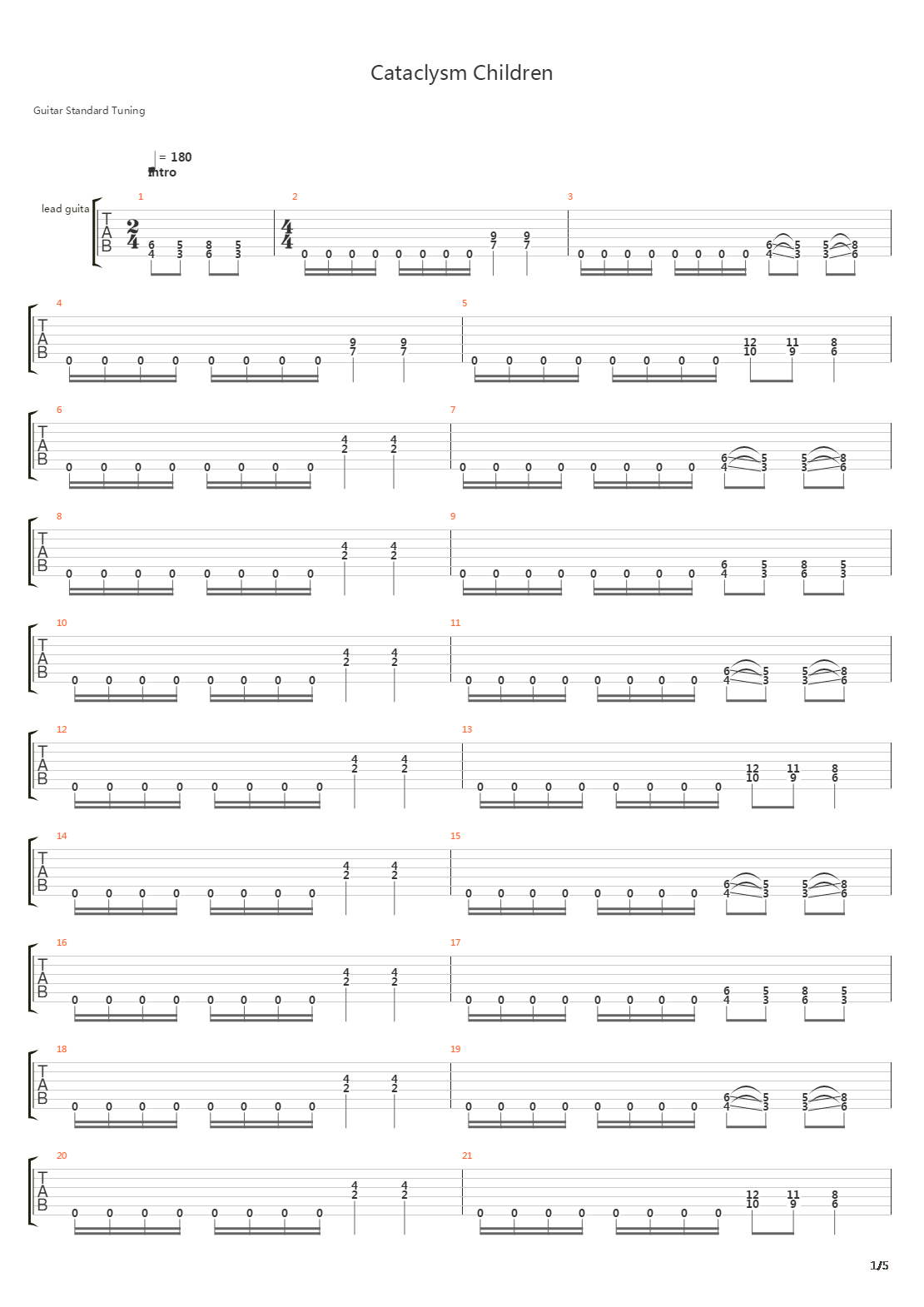 Cataclysm Children吉他谱