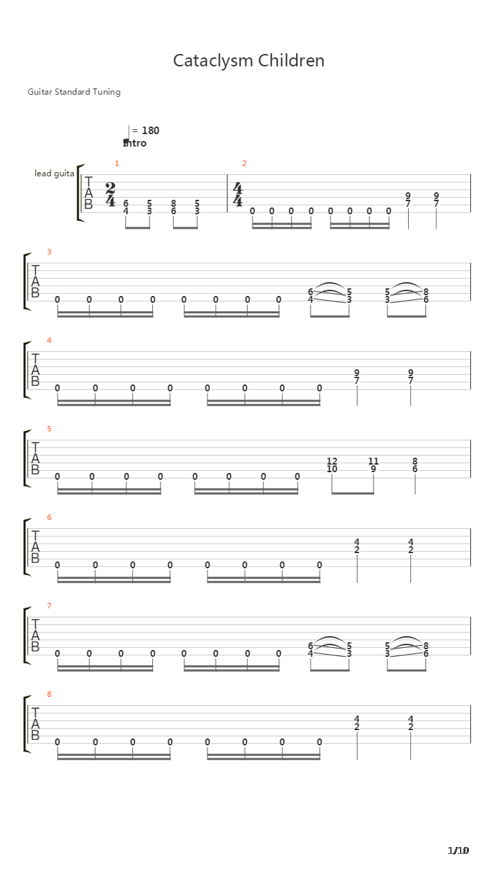 Cataclysm Children吉他谱