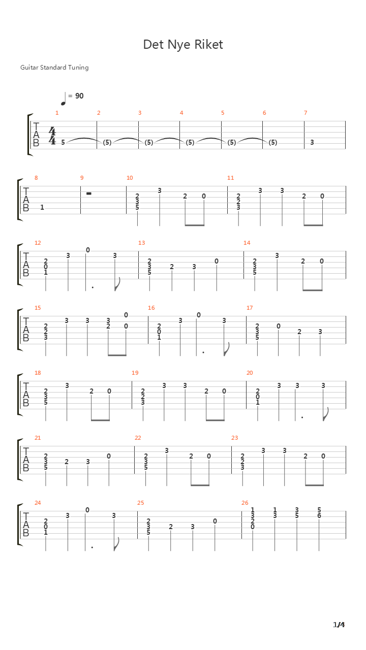 Det Nye Riket吉他谱