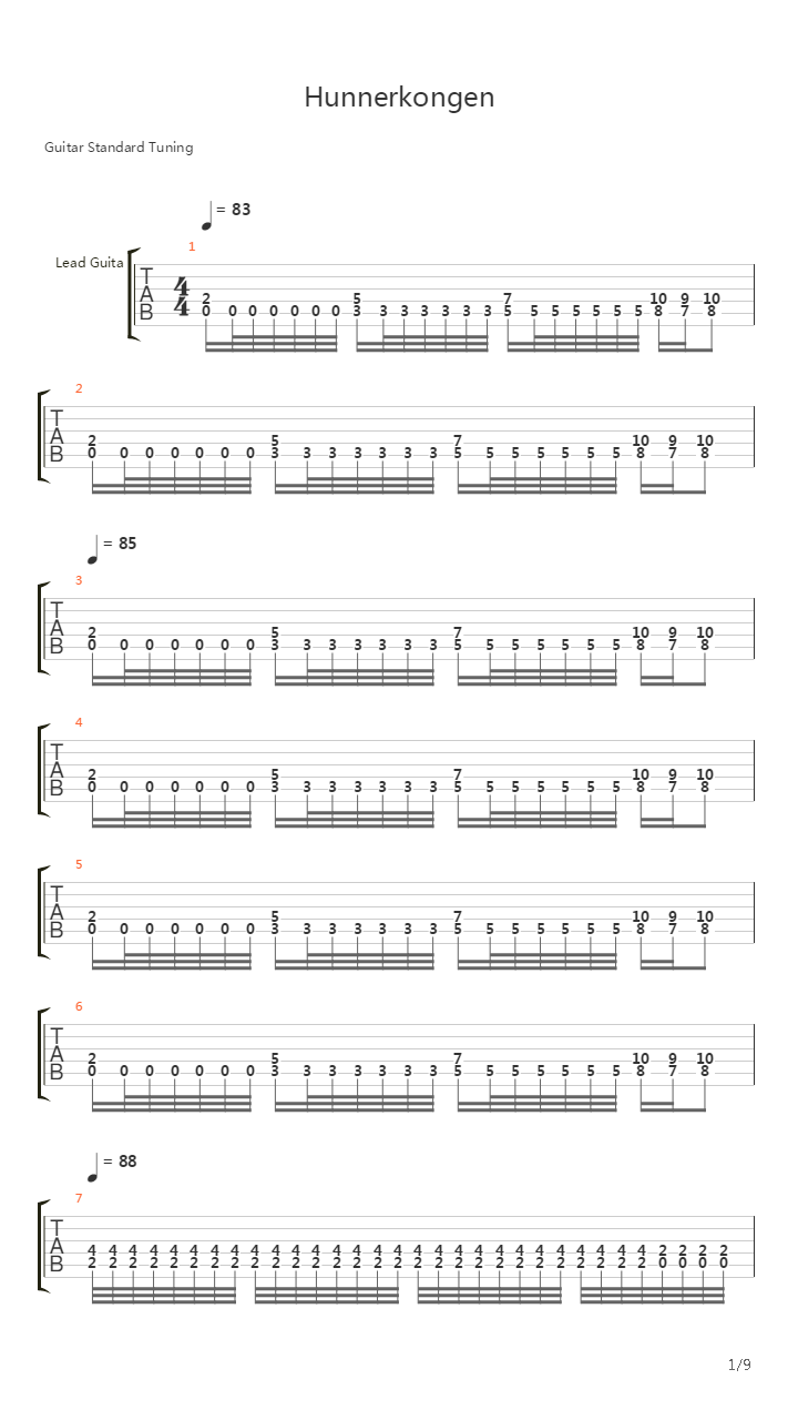 Hunnerkongen吉他谱