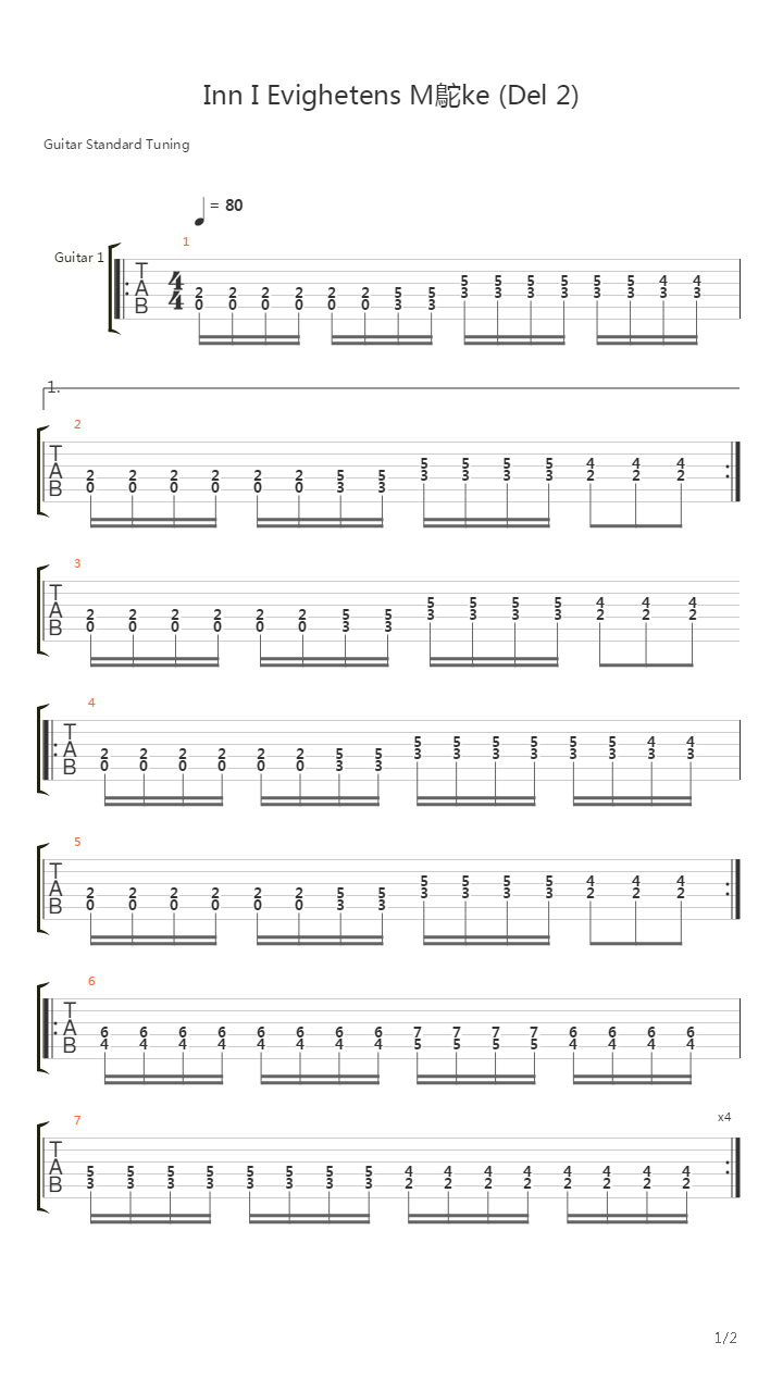 Inn I Evighetens Mrke吉他谱