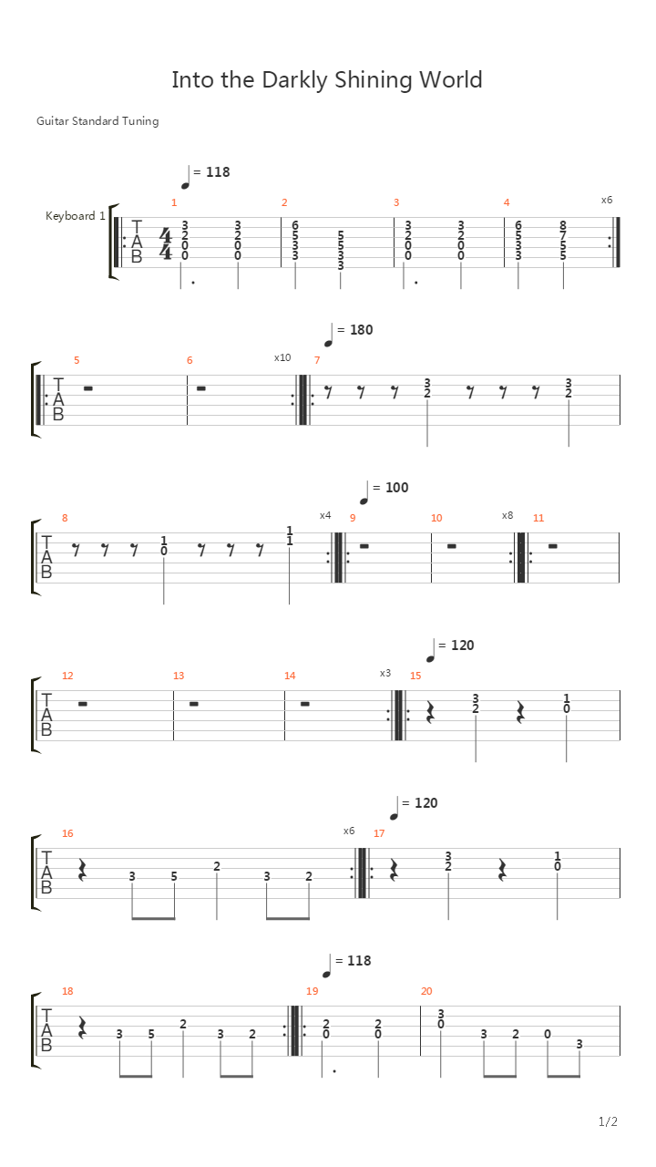 Into The Darkly Shining World吉他谱