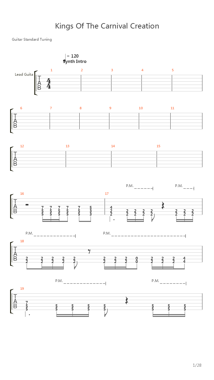 Kings Of The Carnival Creation吉他谱