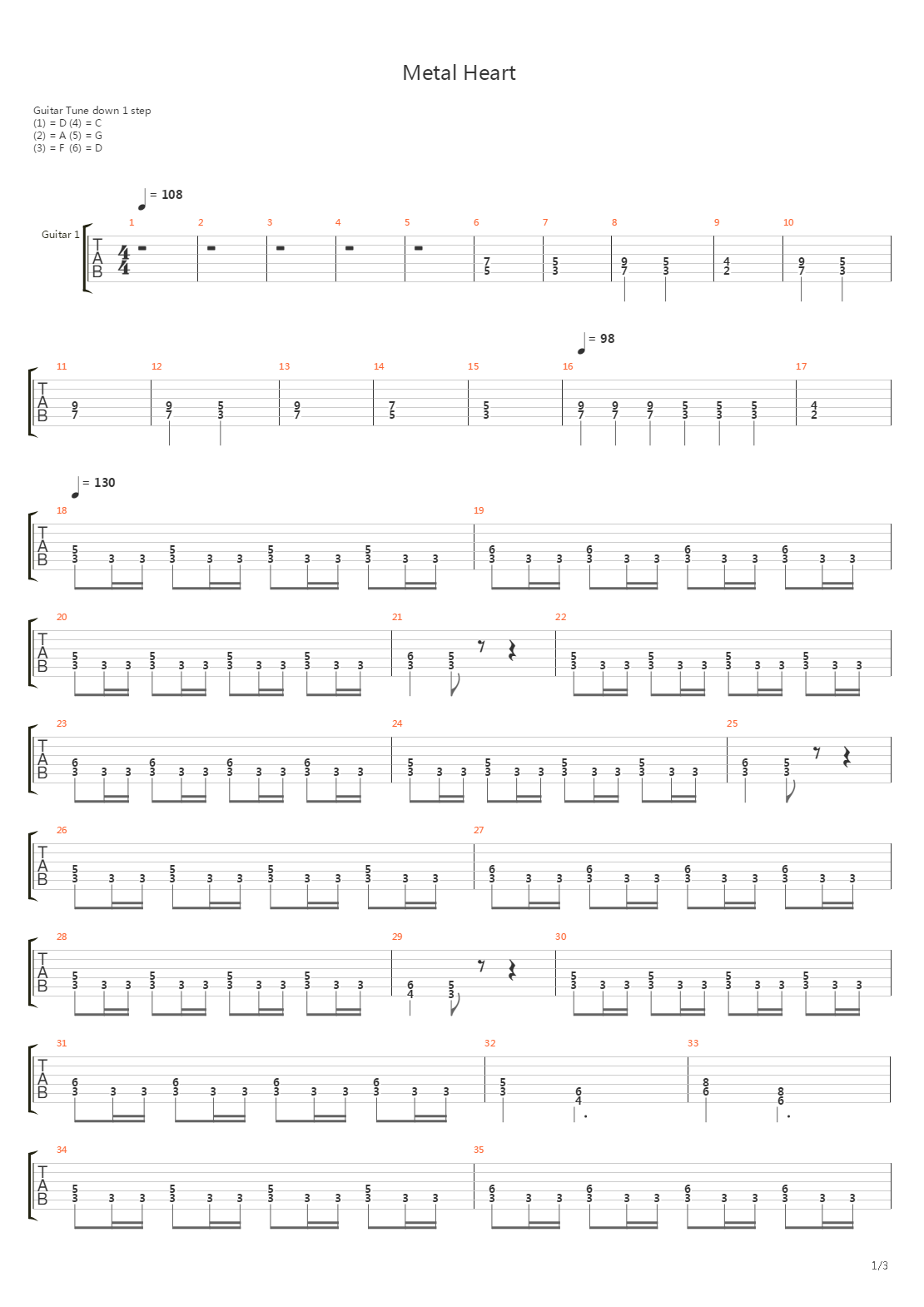 Metal Heart吉他谱