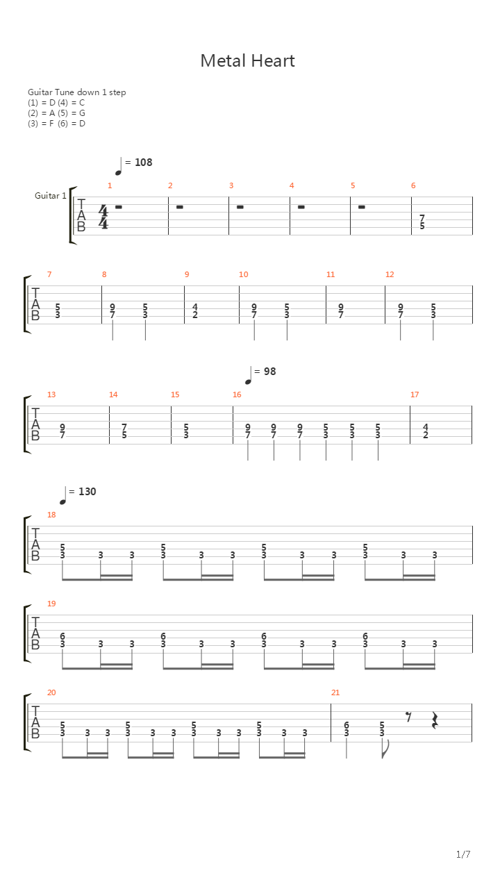 Metal Heart吉他谱