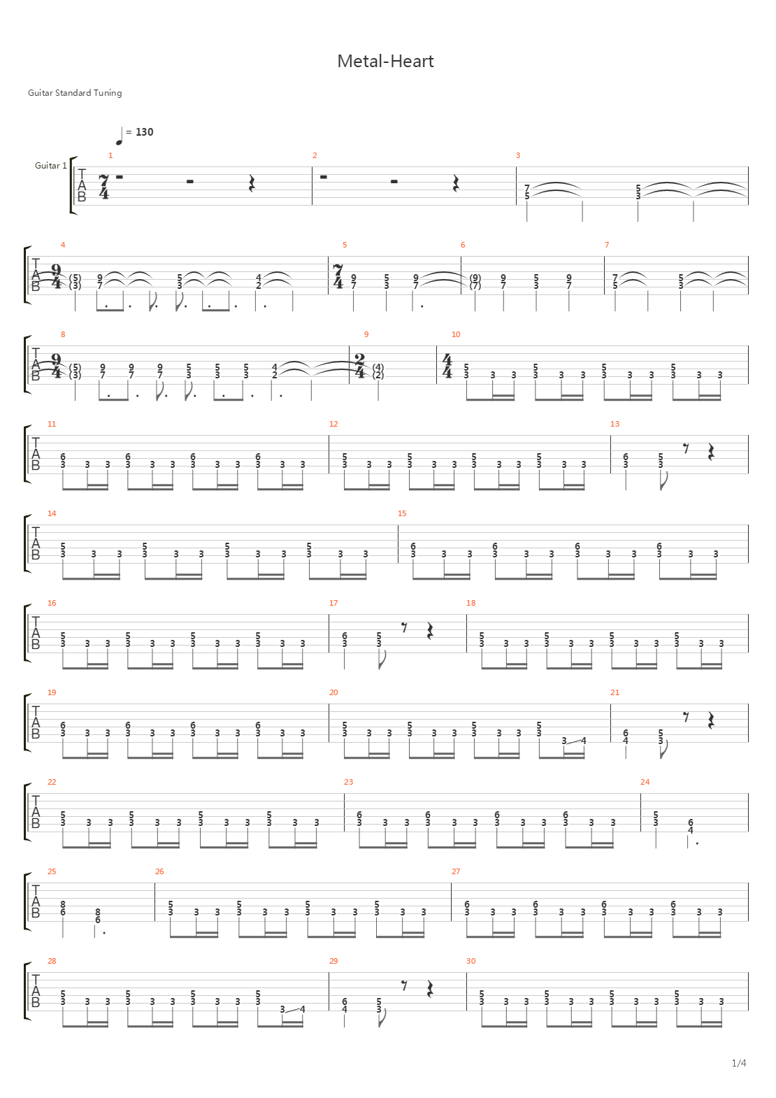 Metal Heart吉他谱