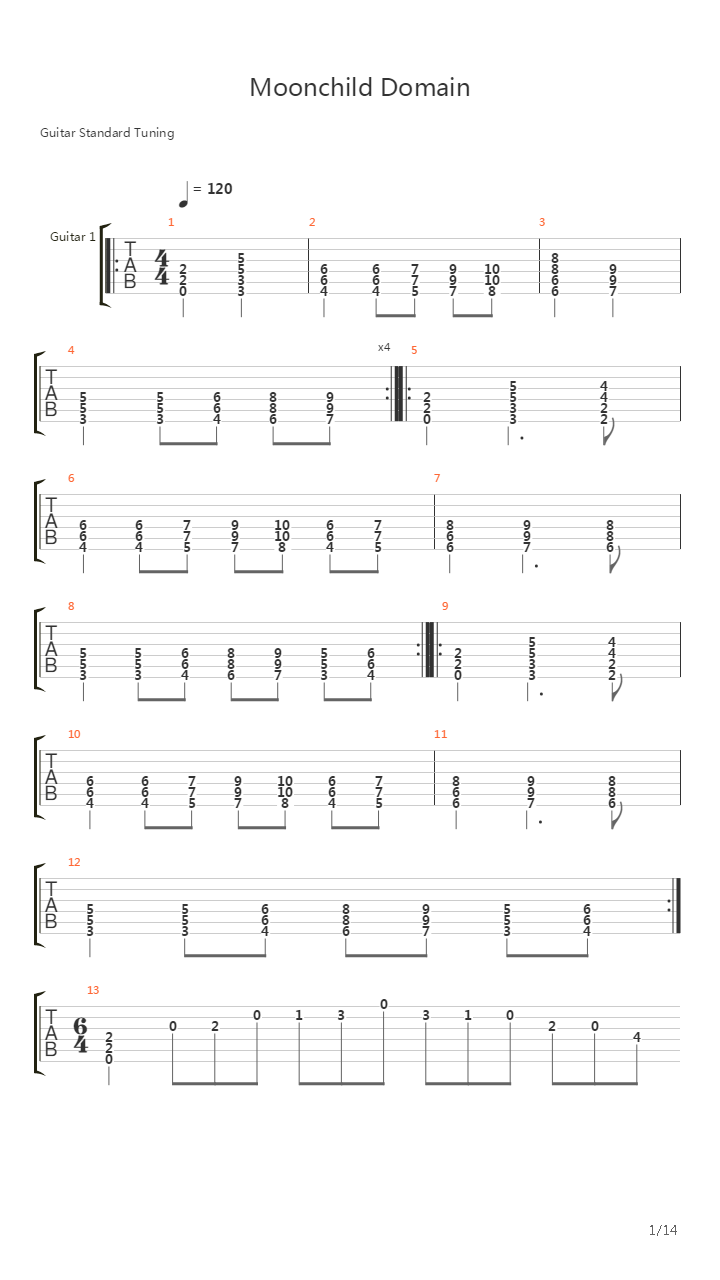 Moonchild Domain吉他谱