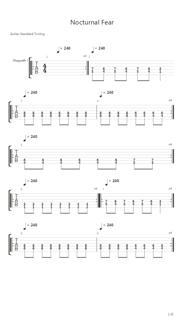 Nocturnal Fear吉他谱