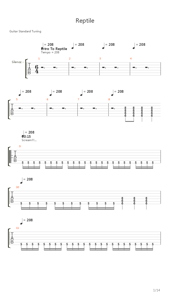 Reptile吉他谱