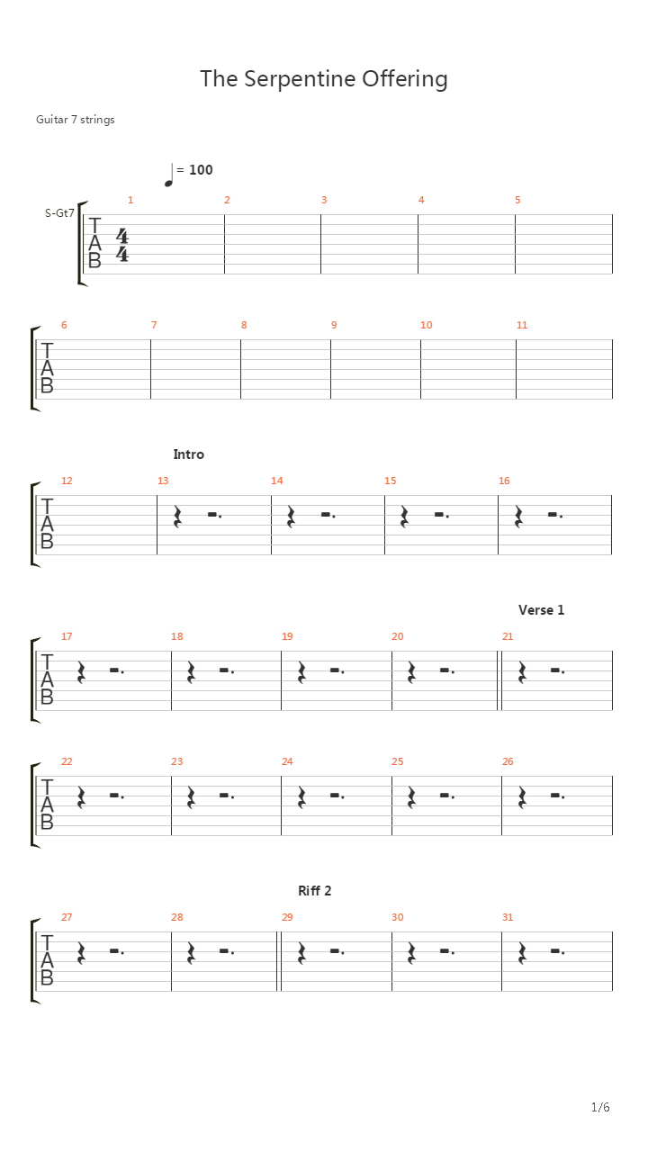 Serpentine Offering吉他谱