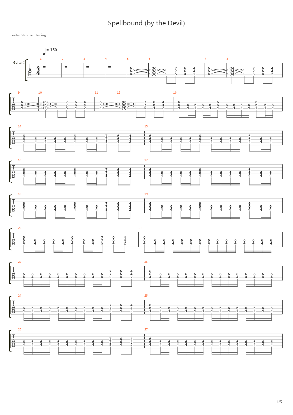 Spellbound By The Devil吉他谱
