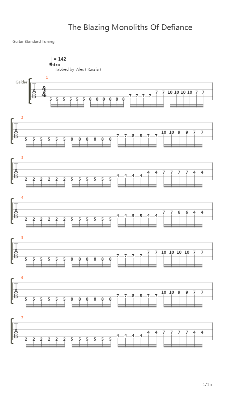 The Blazing Monoliths Of Defiance吉他谱