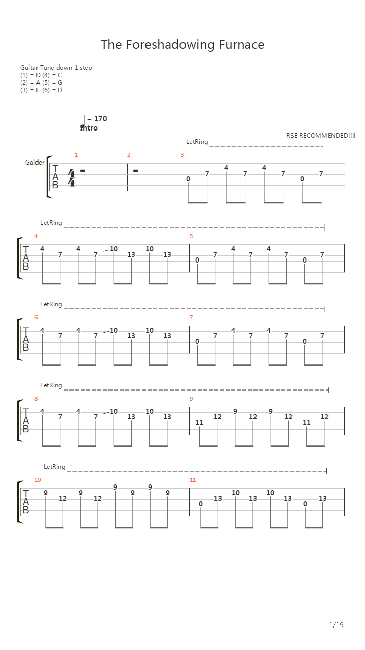 The Foreshadowing Furnace吉他谱