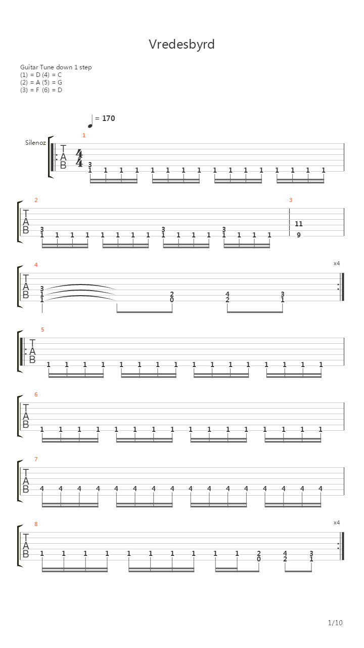 Vredesbyrd吉他谱