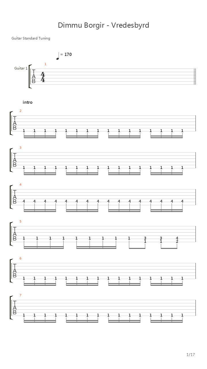 Vredesbyrd吉他谱