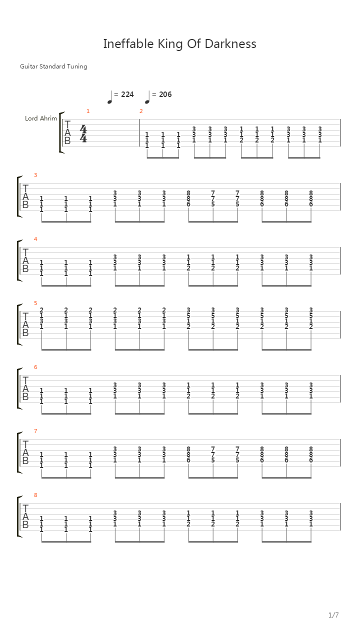 Ineffable King Of Darkness吉他谱