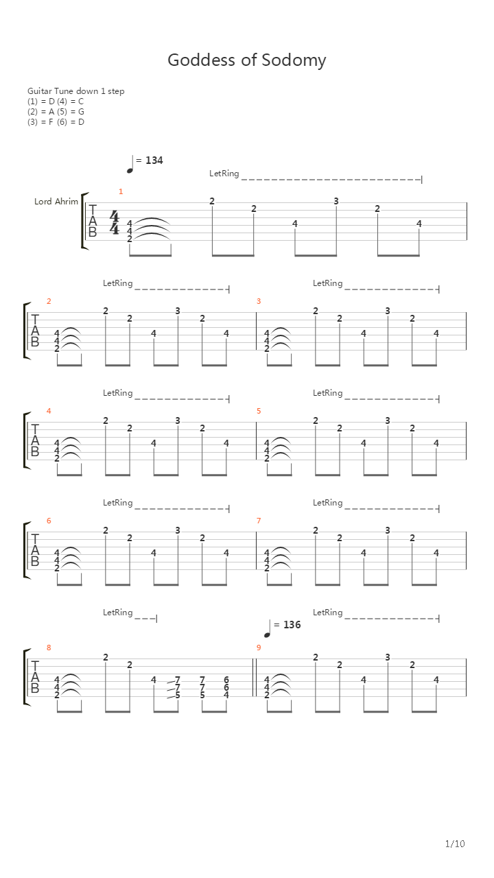 Goddess Of Sodomy吉他谱