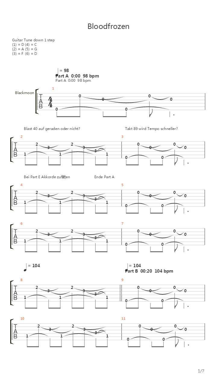 Bloodfrozen吉他谱