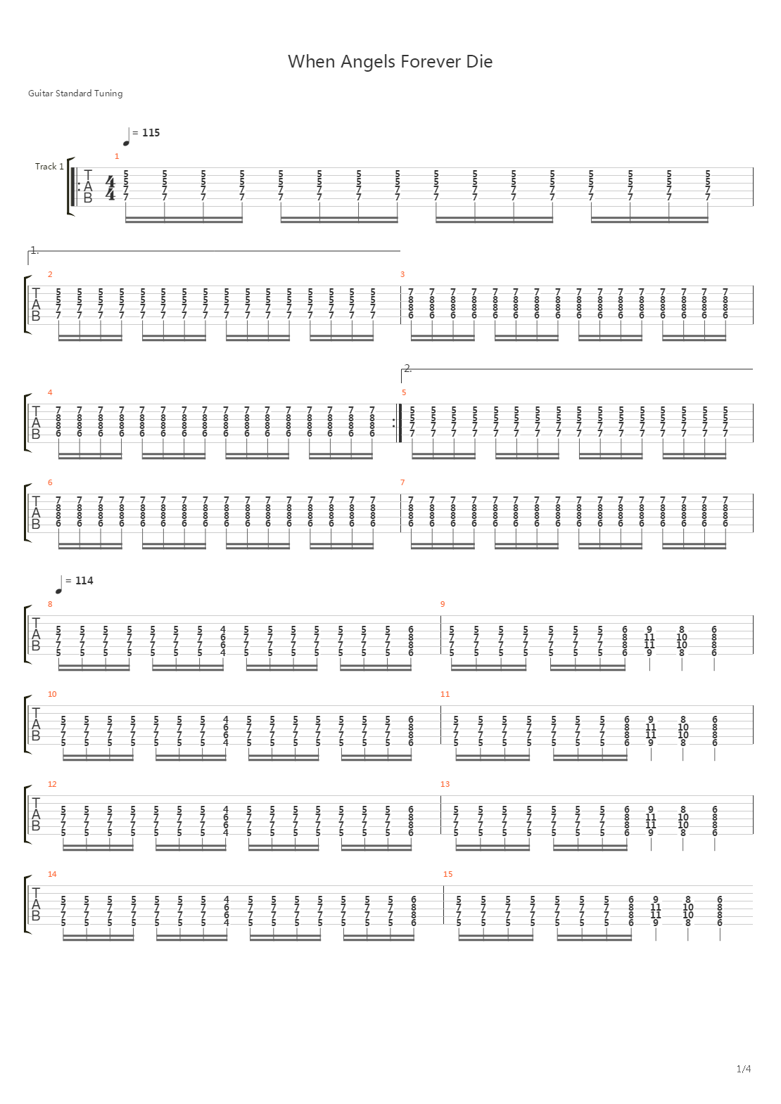 When Angels Forever Die吉他谱