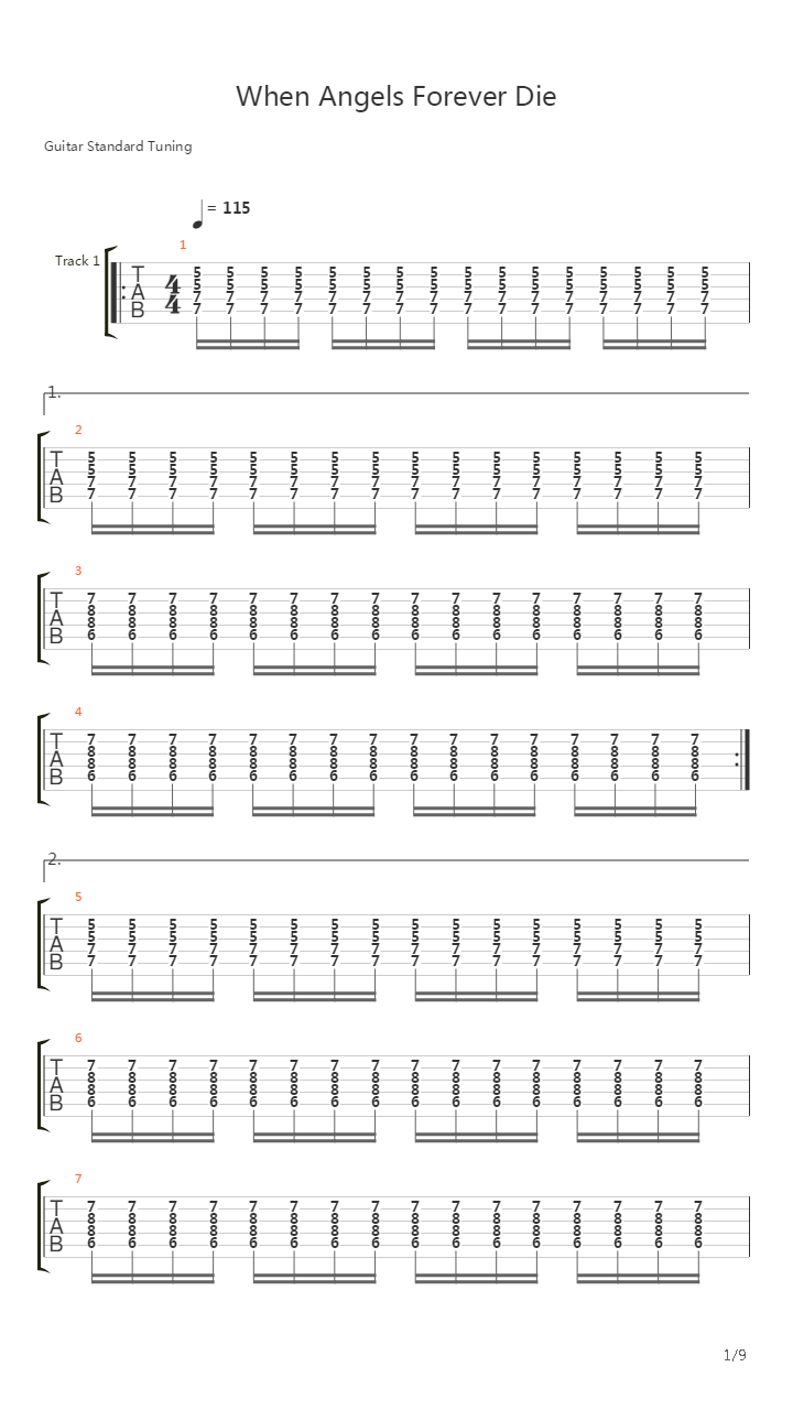 When Angels Forever Die吉他谱