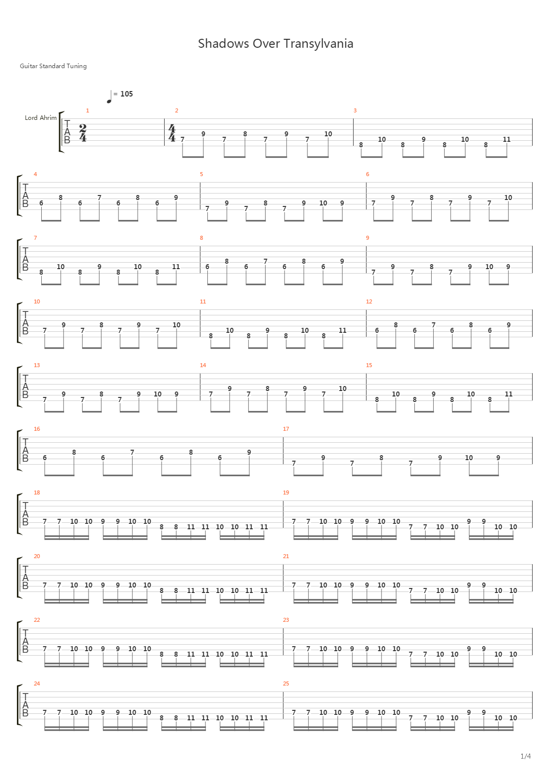 Shadows Over Transylvania吉他谱