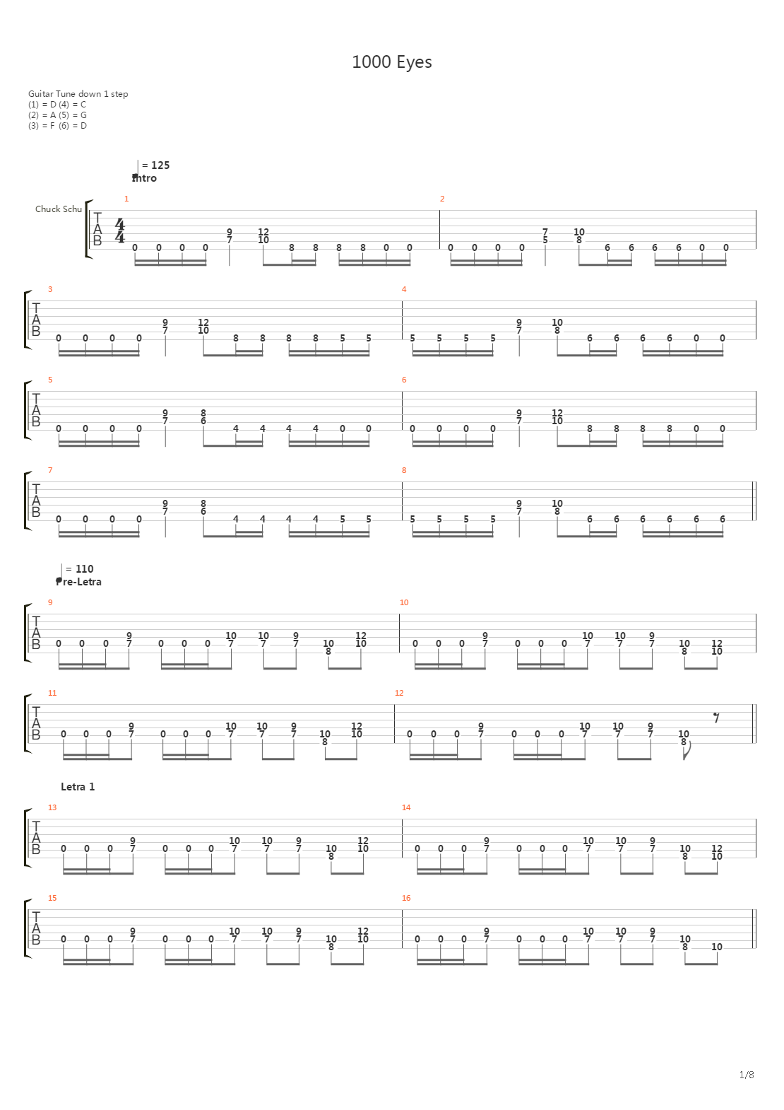 1000 Eyes吉他谱