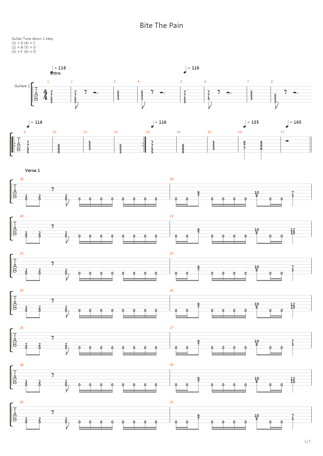 Bite The Pain吉他谱