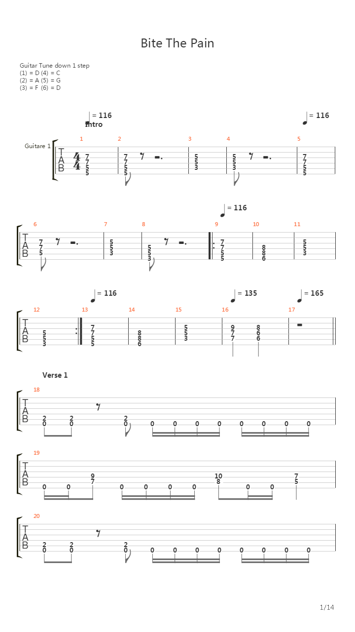 Bite The Pain吉他谱