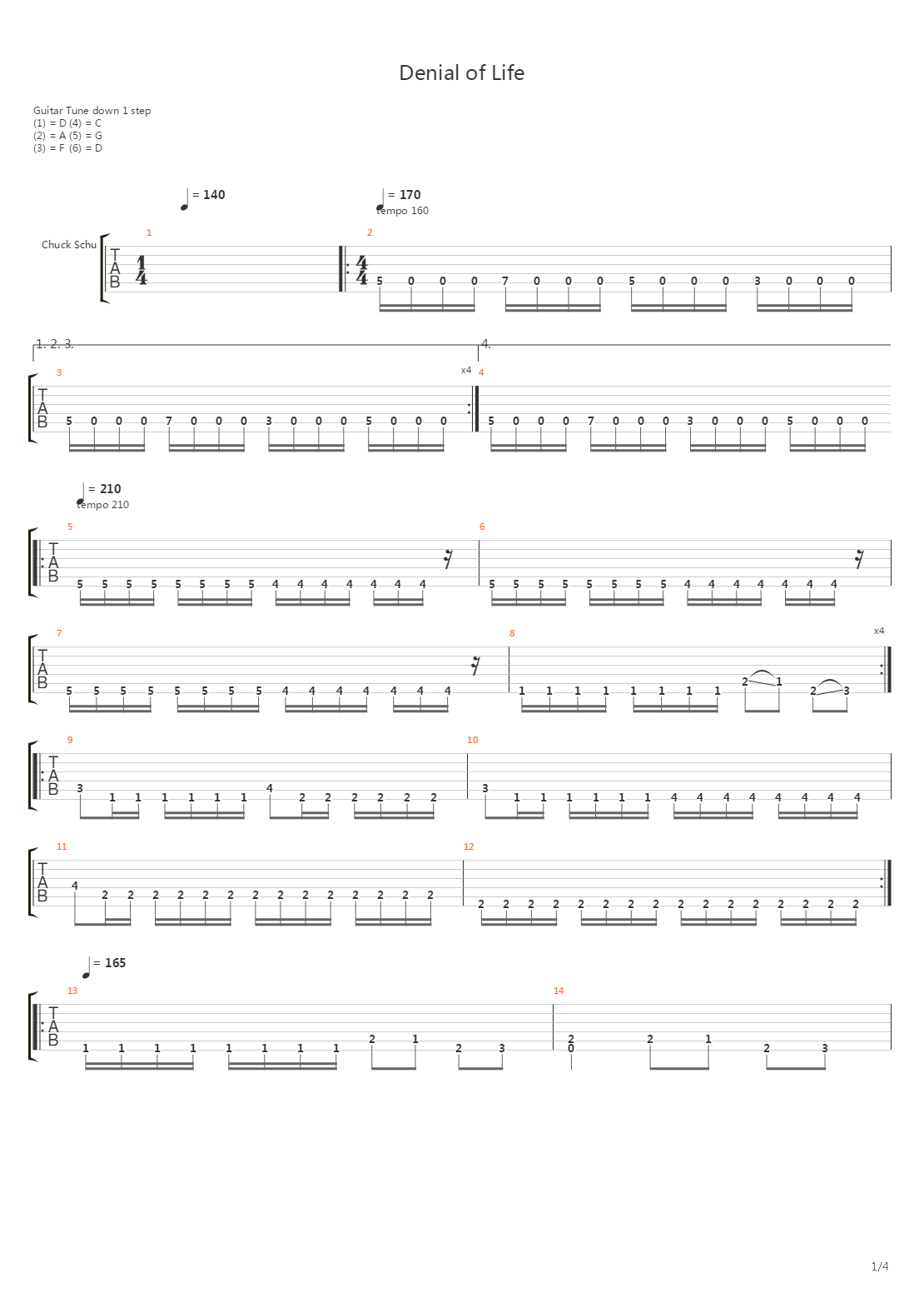 Denial Of Life吉他谱