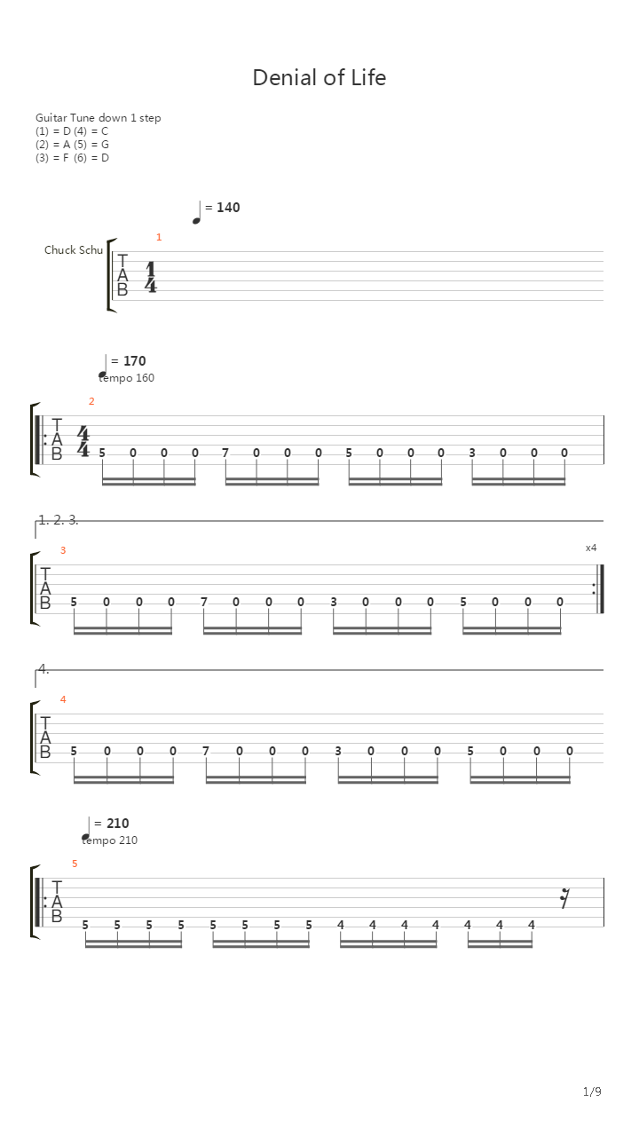 Denial Of Life吉他谱