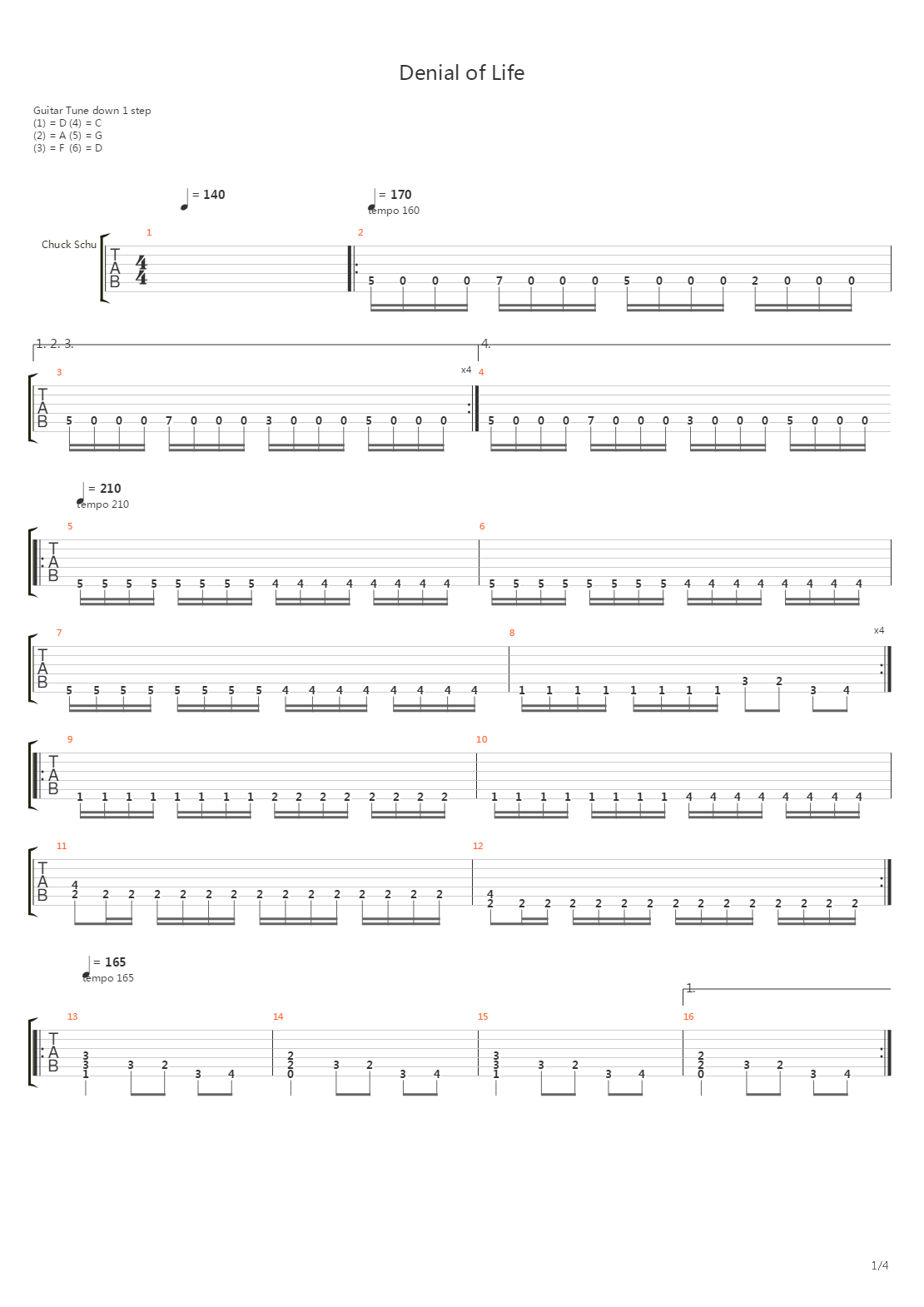 Denial Of Life吉他谱