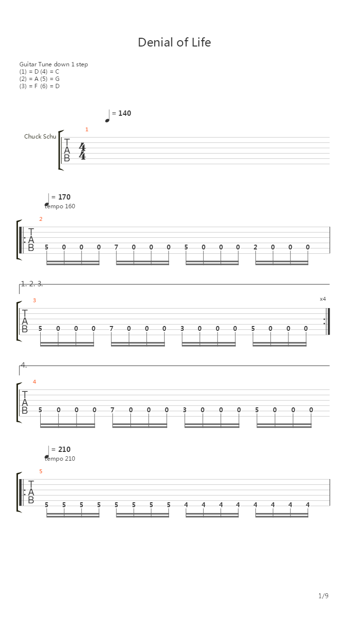 Denial Of Life吉他谱