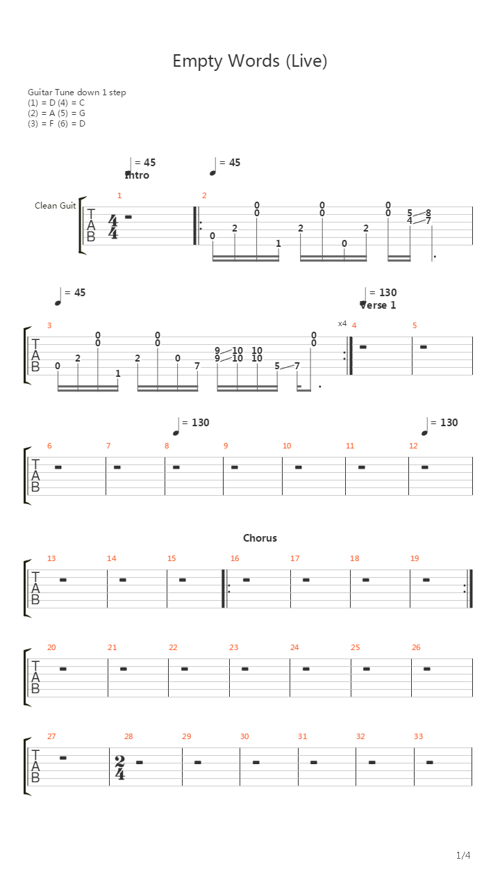 Empty Words吉他谱