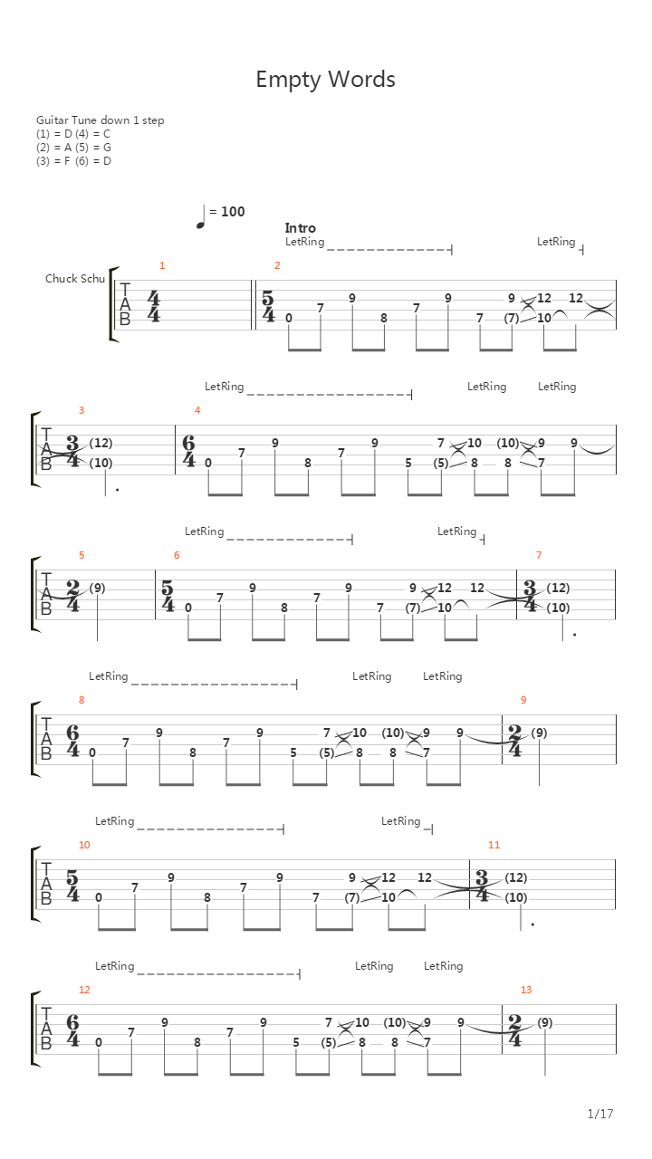 Empty Words吉他谱