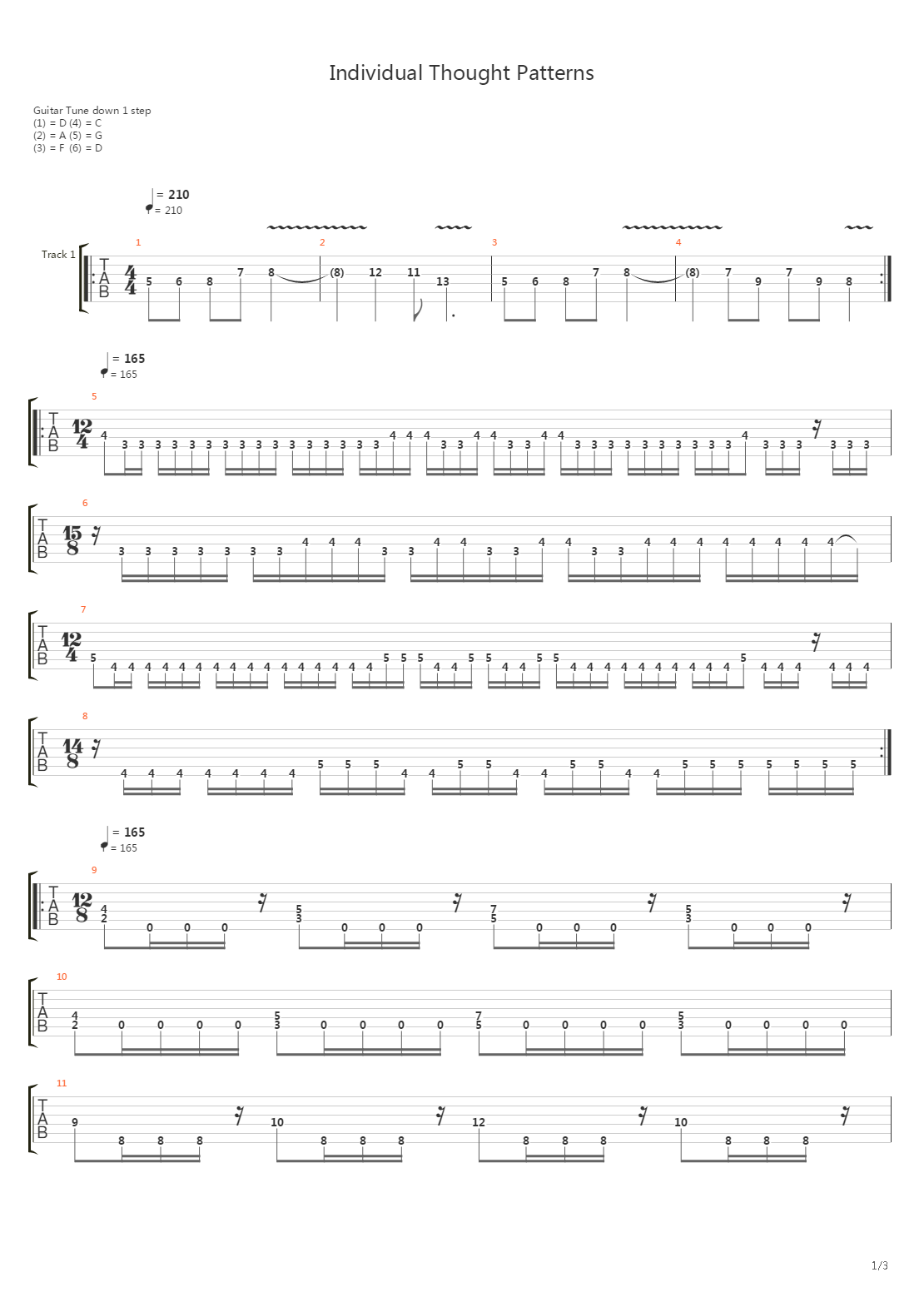 Individual Thought Patterns吉他谱