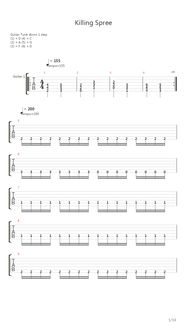 Killing Spree吉他谱
