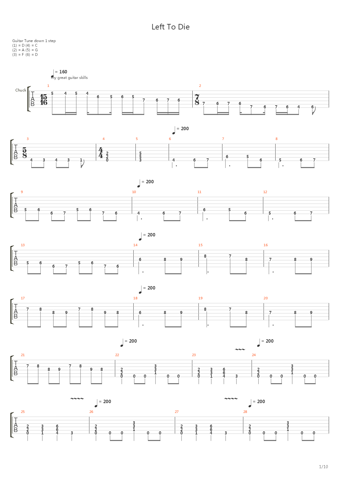 Left To Die吉他谱