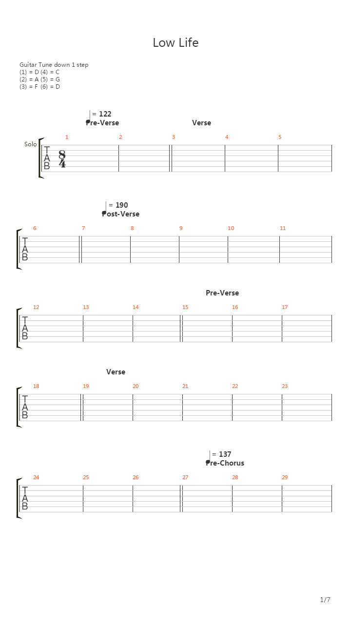 Low Life吉他谱