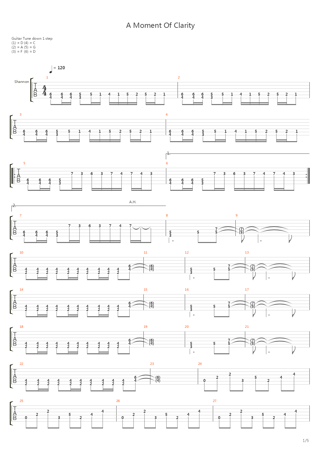 Moment Of Clarity吉他谱