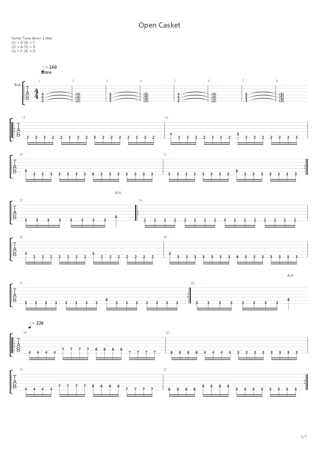 Open Casket吉他谱