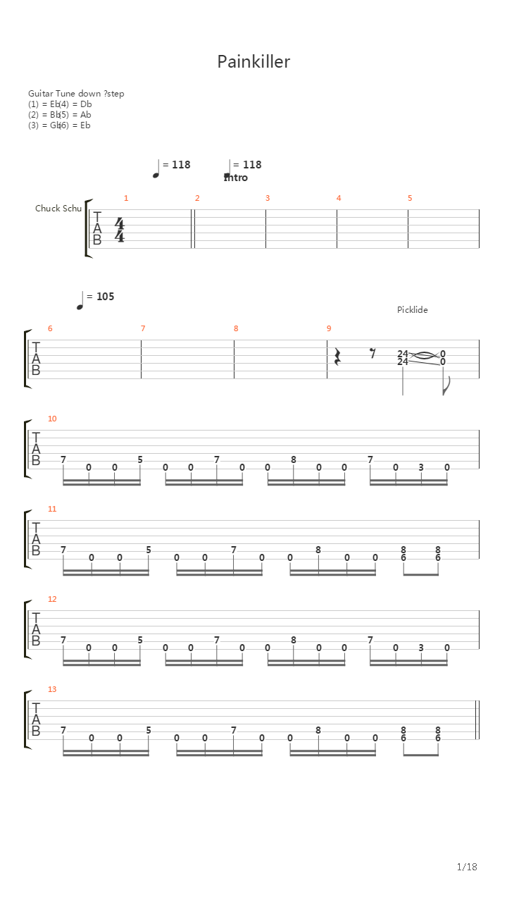 Painkiller吉他谱