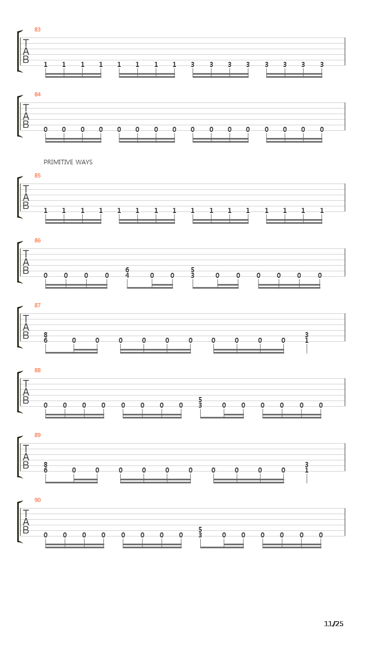 Primitive Ways吉他谱