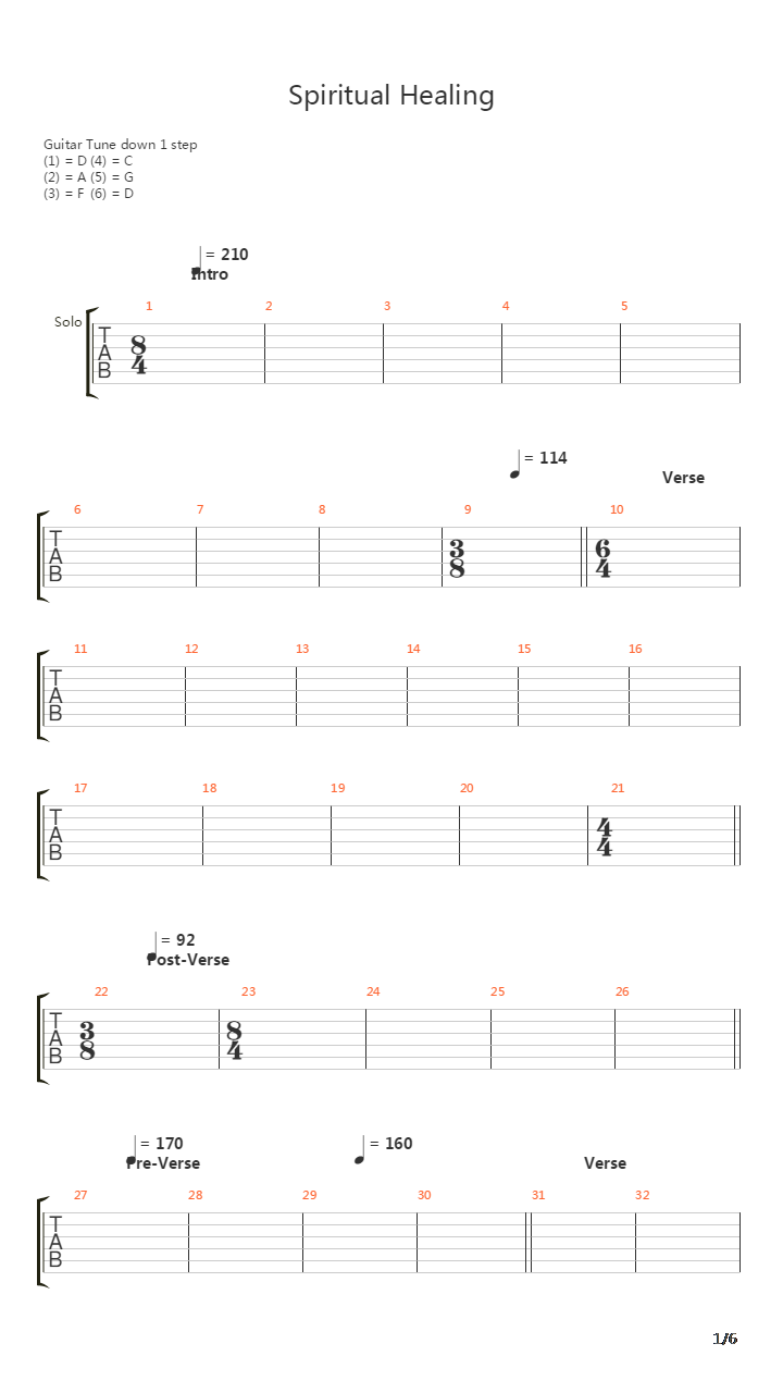 Spiritual Healing吉他谱