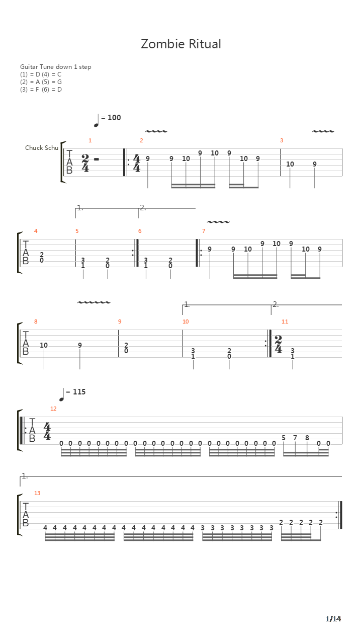 Zombie Ritual吉他谱