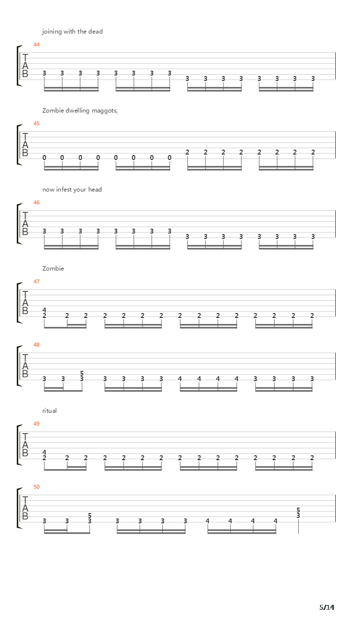Zombie Ritual吉他谱