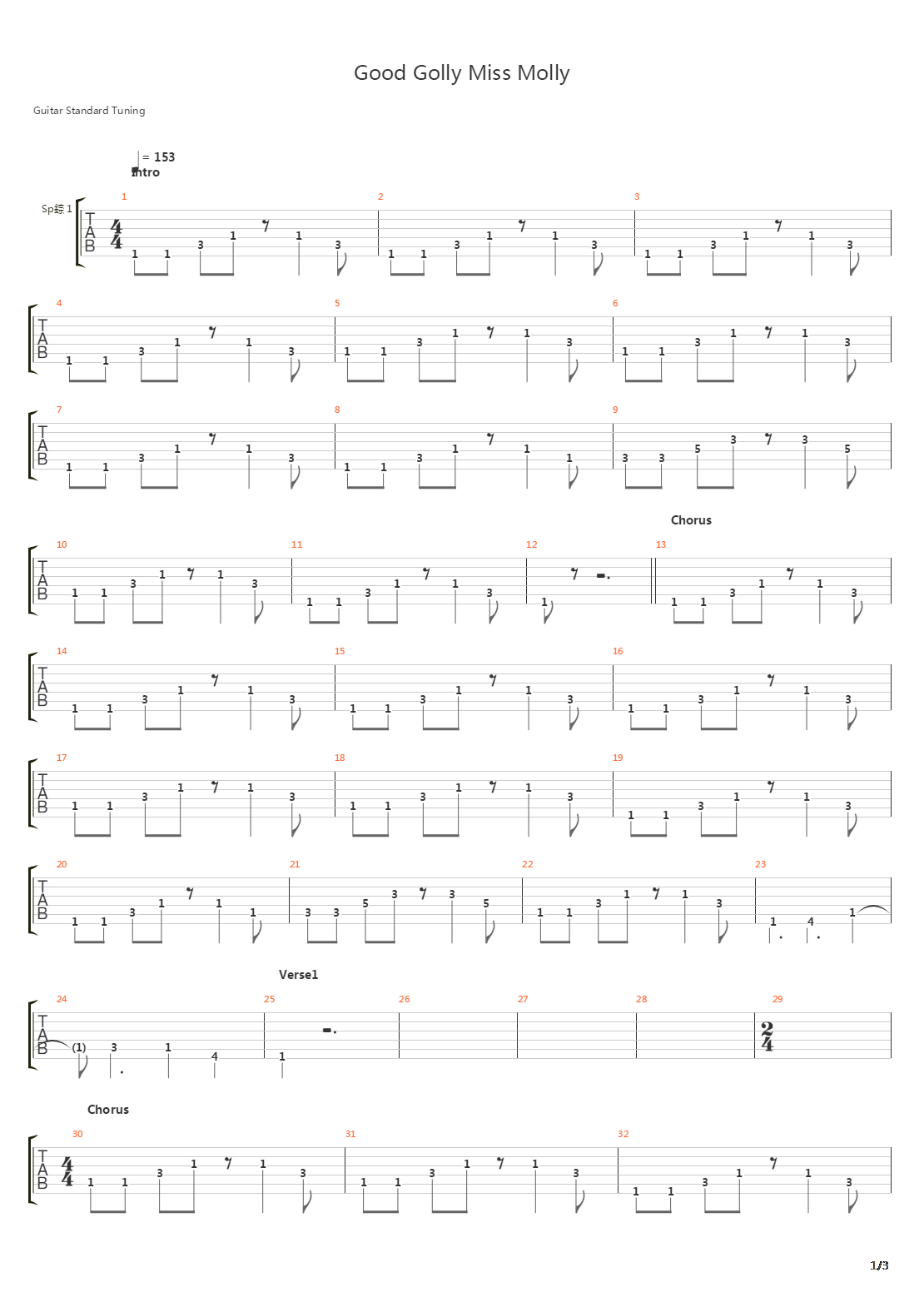 Good Golly Miss Molly吉他谱