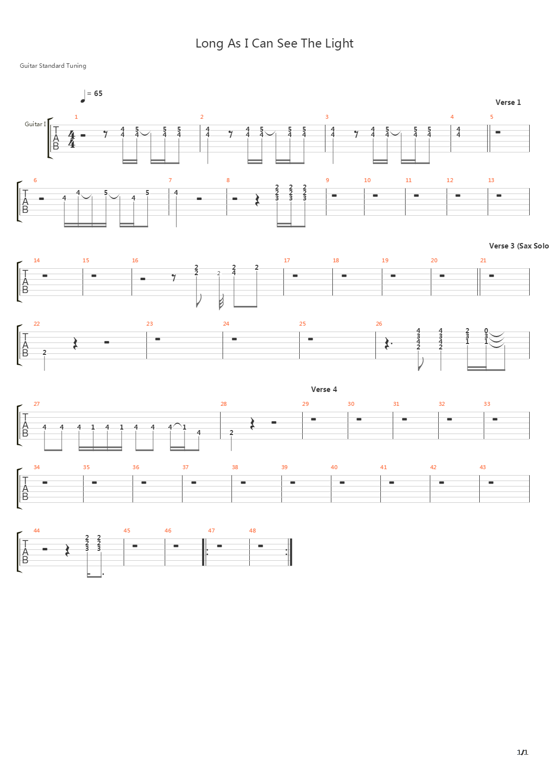 Long As I Can See The Light吉他谱