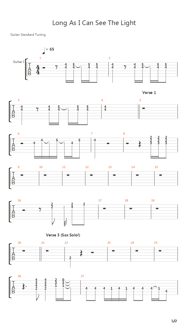 Long As I Can See The Light吉他谱